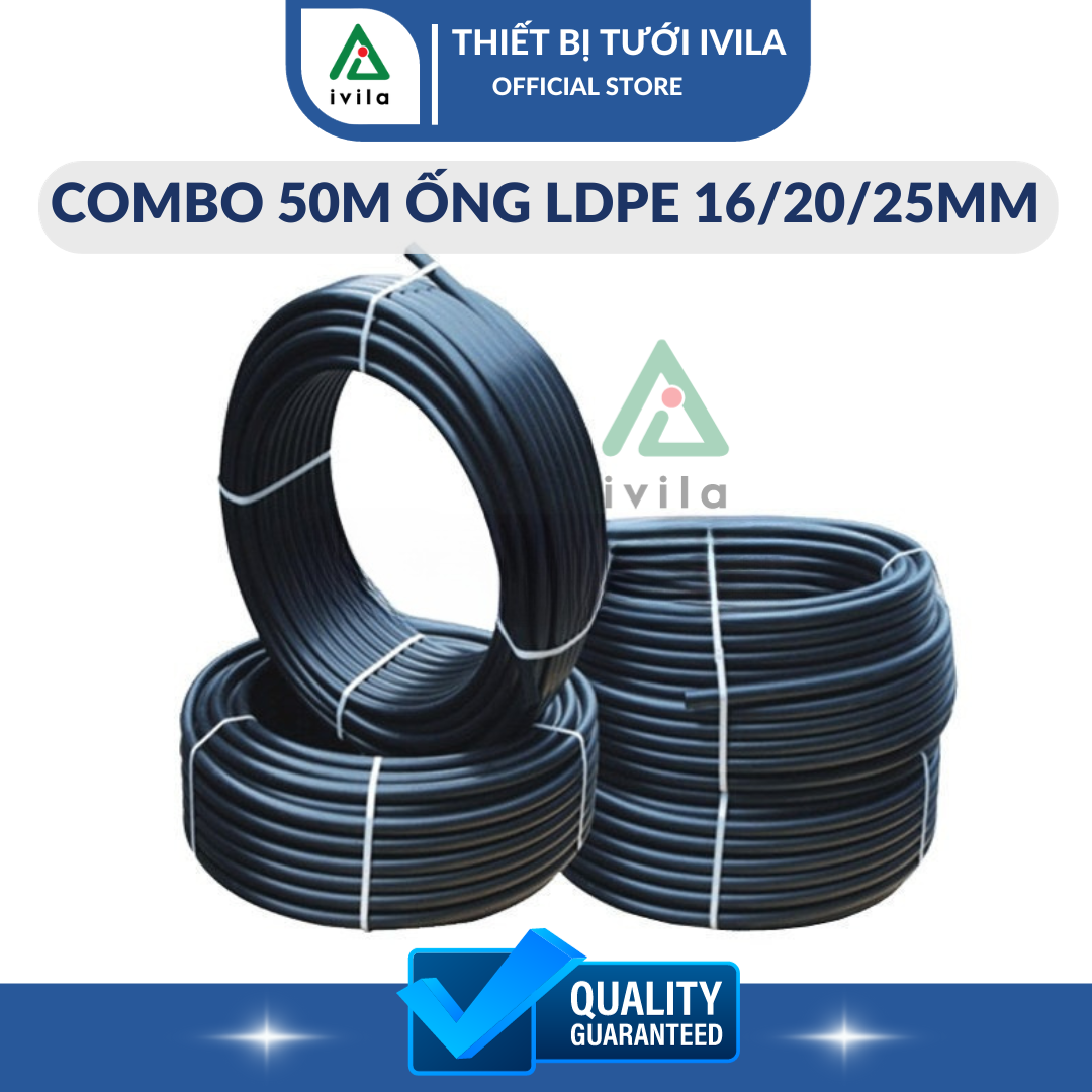 Combo 50m ống ldpe 16mm / ldpe 20mm/25mm - ống dẫn nước pe phi 16mm/20mm/25mm, ống nước pe phi 16mm, ống nước pe phi 20mm, ống nước pe phi 25mm, ống nước sử dụng trong hệ thống tưới - 100% nhựa pe nguyên sinh - khả năng chống ăn mòn cao