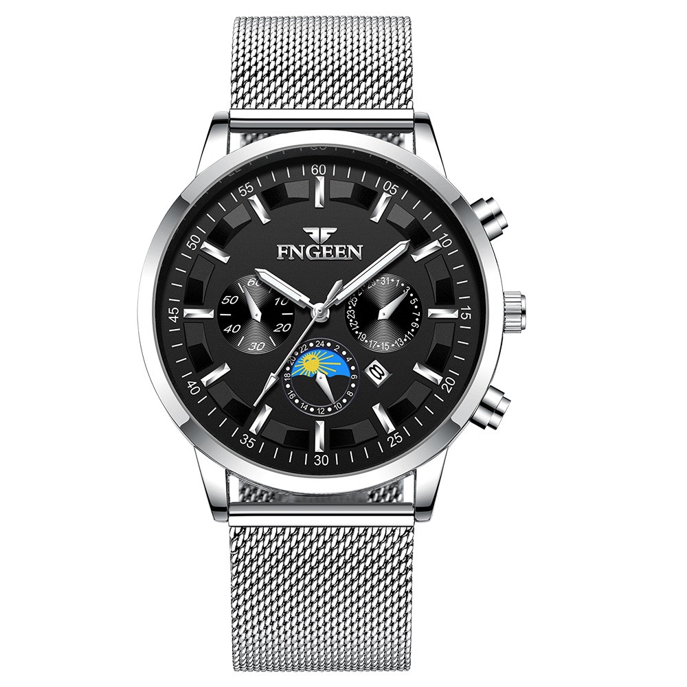 Đồng hồ nam - Đồng hồ Fngeen 5123 dây nhuyễn không gỉ, Tặng hộp & Pin thay thế trị giá 30K - Bảo hành 12 tháng