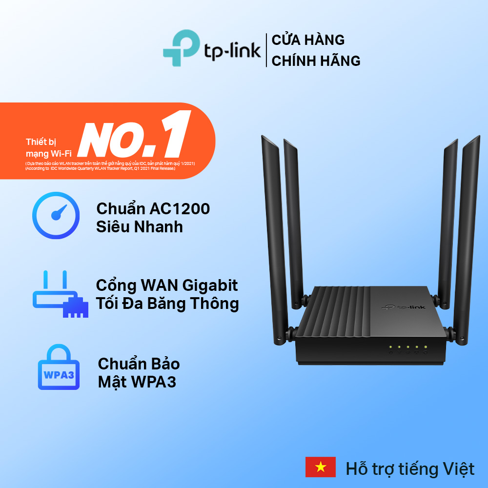 Bộ phát wifi tp-link archer c64 băng tần kép chuẩn ac1200