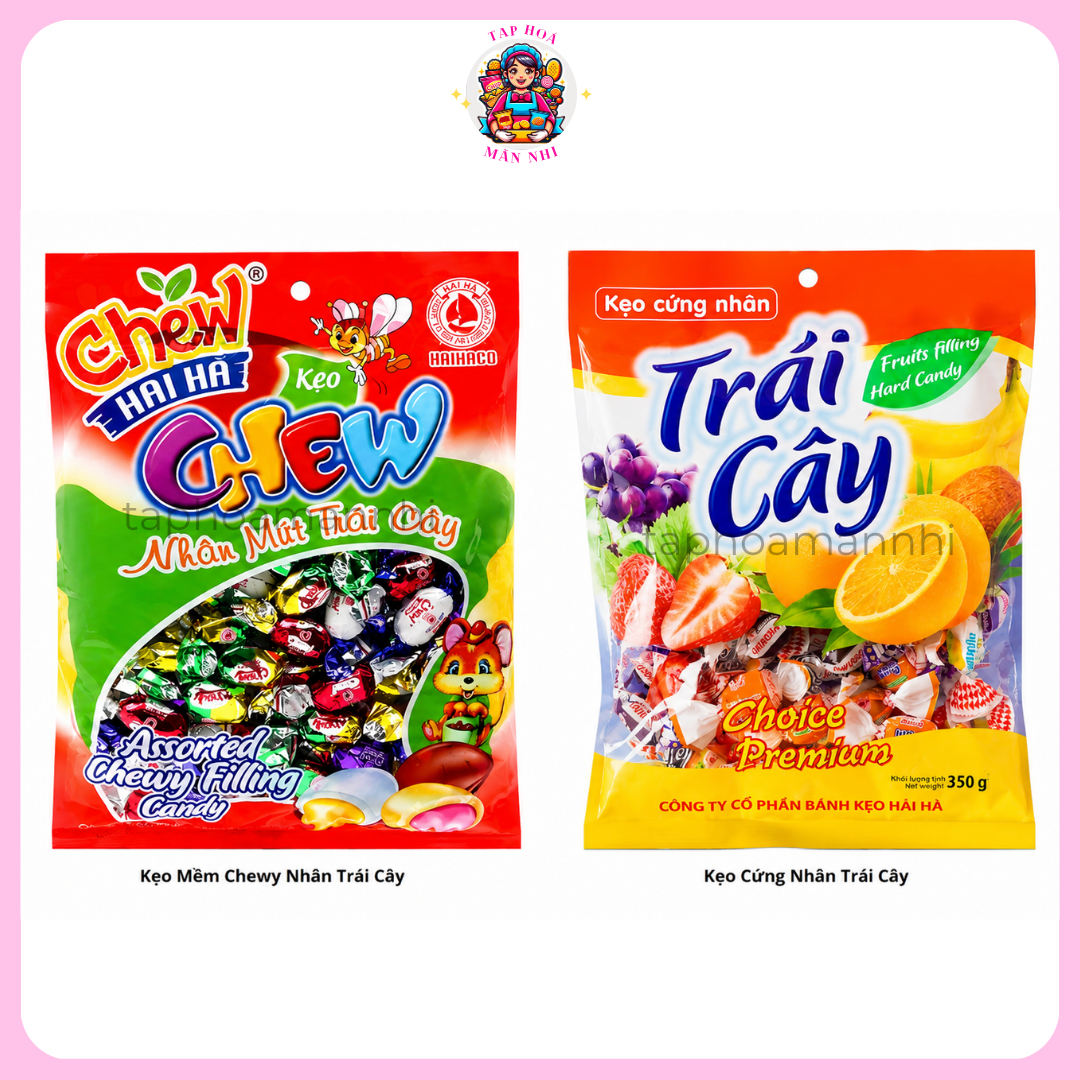 Kẹo Nhân Mứt Trái Cây Hải Hà Assorted Chewy Filling Candy/Fruit Filling Hard Candy (Gói 350g)