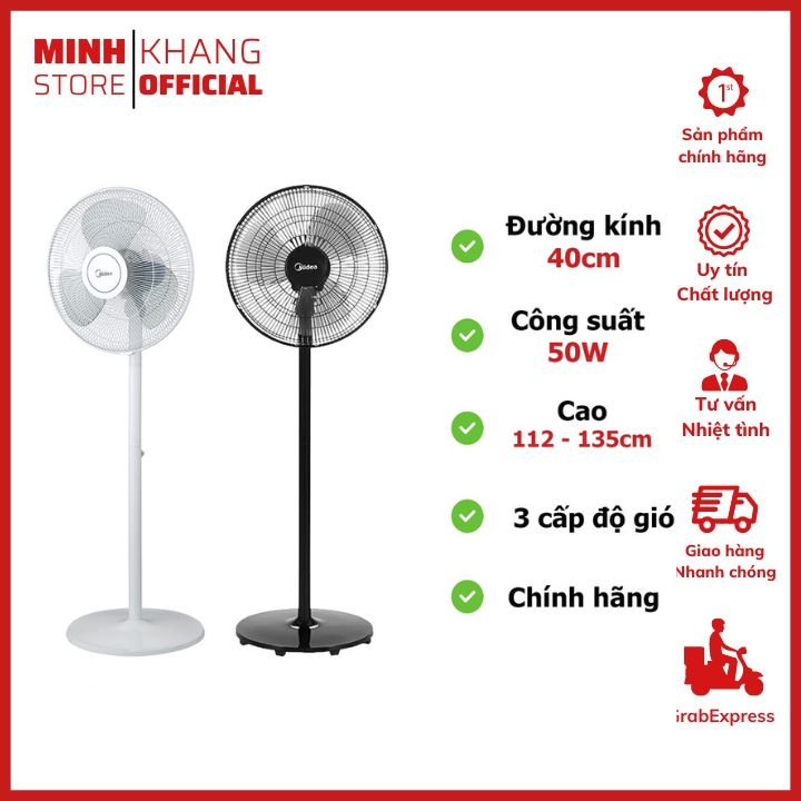 Quạt cây đứng, quạt điện midea fsa40uc 3 cánh, công suất 50w, bảo hành chính hãng