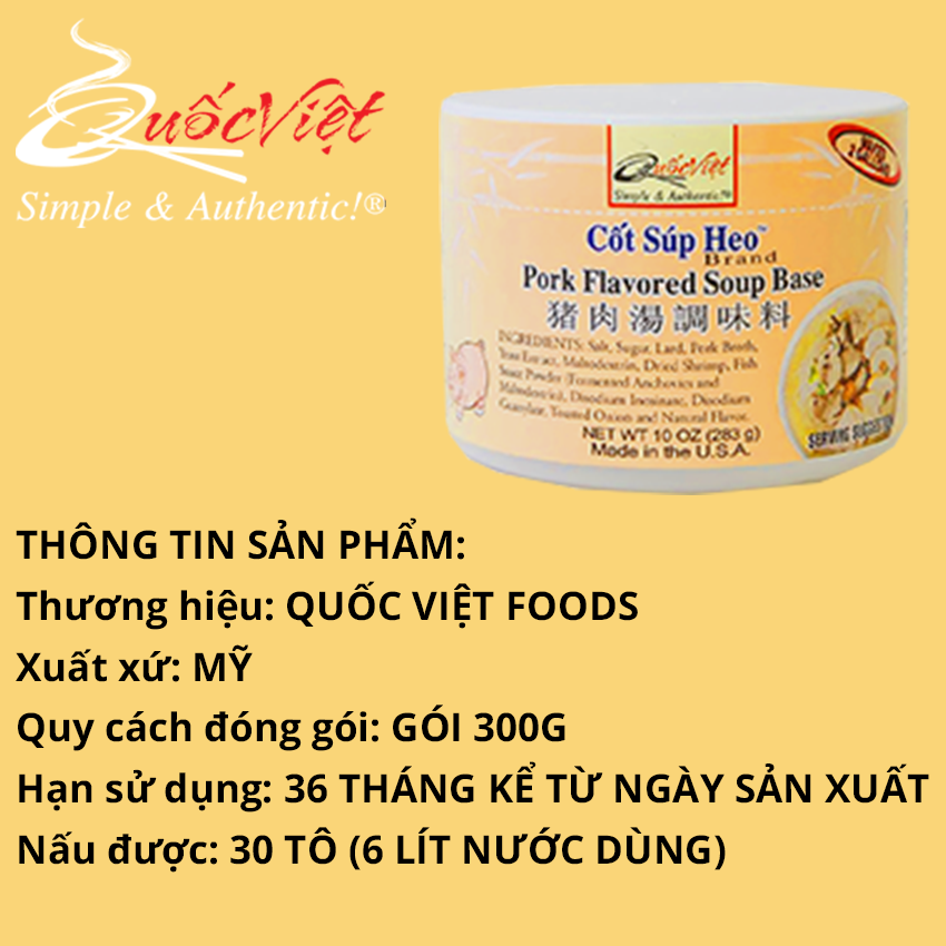 Gia vị nấu súp heo chuẩn vị Cốt Quốc Việt 300g [Quốc Việt Foods, USA]