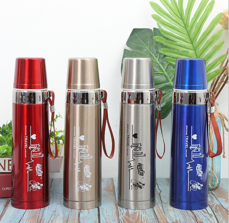 Bình Giữ Nhiệt Travel dung tích 500ml -Bình đựng trà cà phê nước uống đi làm đi tập thể dục đi du lịch 500ml giữ nhiệt nóng/ lạnh có quai xách( màu ngẫu nhiên)