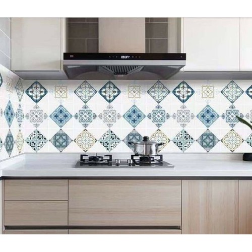 Decal dán tường, giấy dán bếp cách nhiệt, chống thấm, có sẵn keo dán mặt sau, họa tiết 3D giả gạch men cao cấp, dài 3m, dán được 1,8m vuông cho không gian gia đình sang trọng, hiện đại, thẩm mỹ cao - kho gia dụng 1994