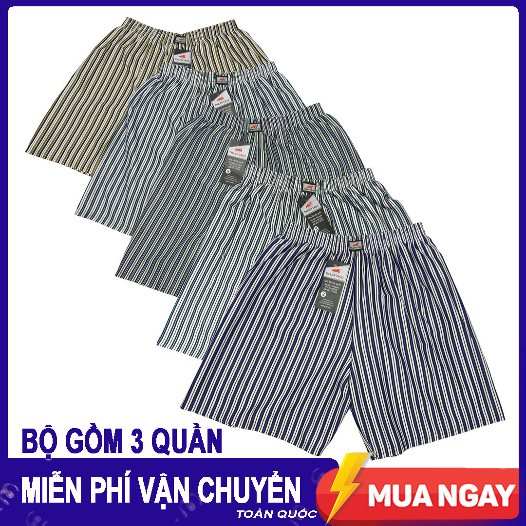[HCM]COMBO 3 Quần đùi Nam mặc nhà quần đùi nam kẻ sọc