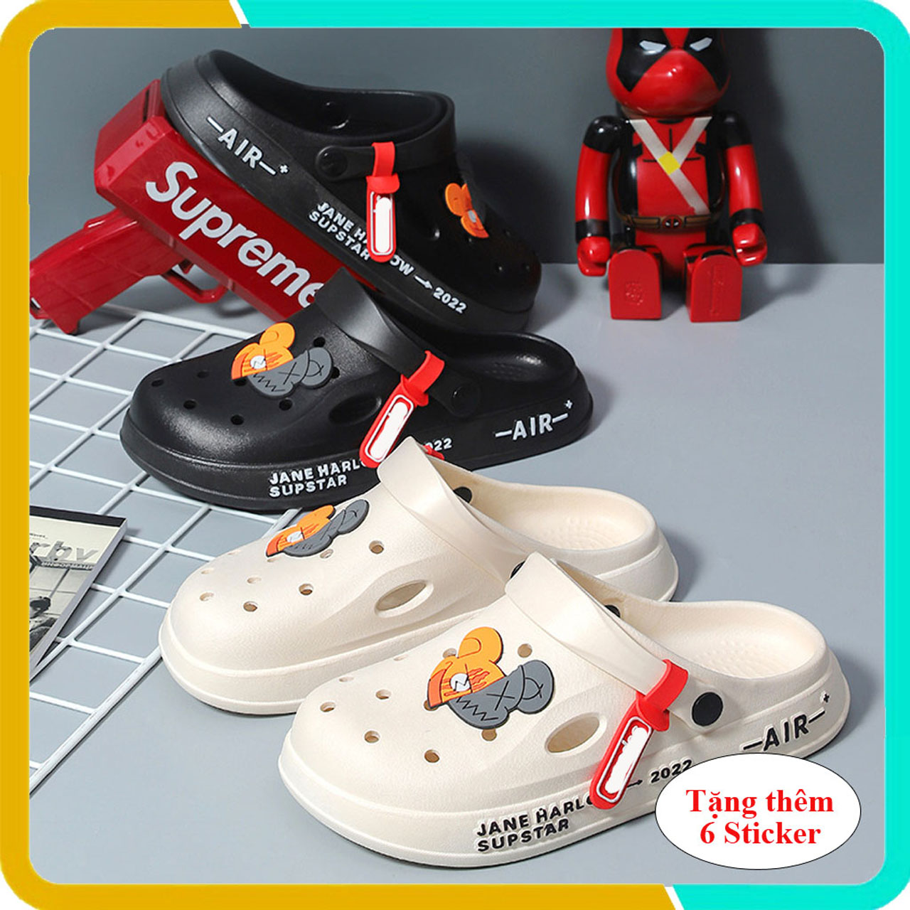 Dép Bánh Mì Cross AIR, Đế Mềm , Chống Trơn Trượt, Phong Cách Hàn Quốc, Tặng Kèm Sticker Xinh Xắn