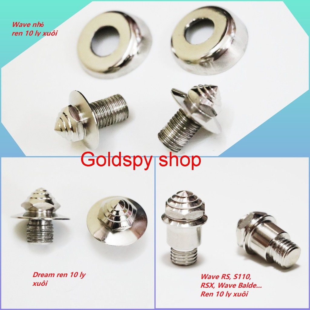 Ốc chân gương Salaya ren xuôi 10 ly inox gắn Wave Dream