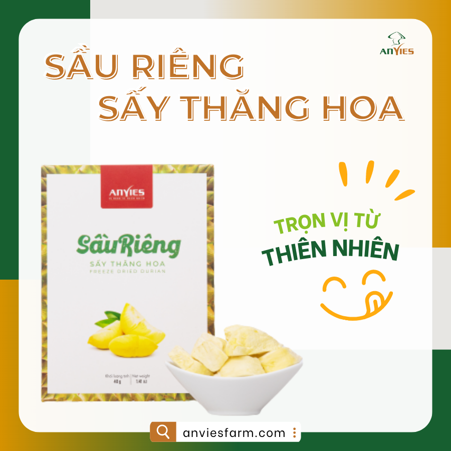 SIÊU HOT - Sầu riêng sấy thăng hoa Anvies- giòn ngon ngọt đặc biệt - tuyển chọn 100% sr chín tự nhiên