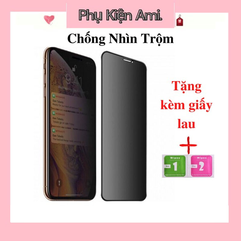 Kính Cường Lực iPhone Chống Nhìn Trộm hạn chế Vân Tay  Full Viền 7/7plus/8/x/xr/xs/xsmax/11/12/13/14/pro/max/plus/promax