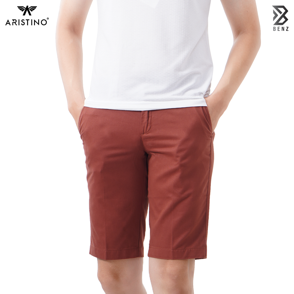 Quần short đùi nam cotton cao cấp Aristino, Benzmen ASO052S8 2 màu Be và Cam trẻ trung, kiểu dáng Slim fit vừa vặn,tôn dáng.
