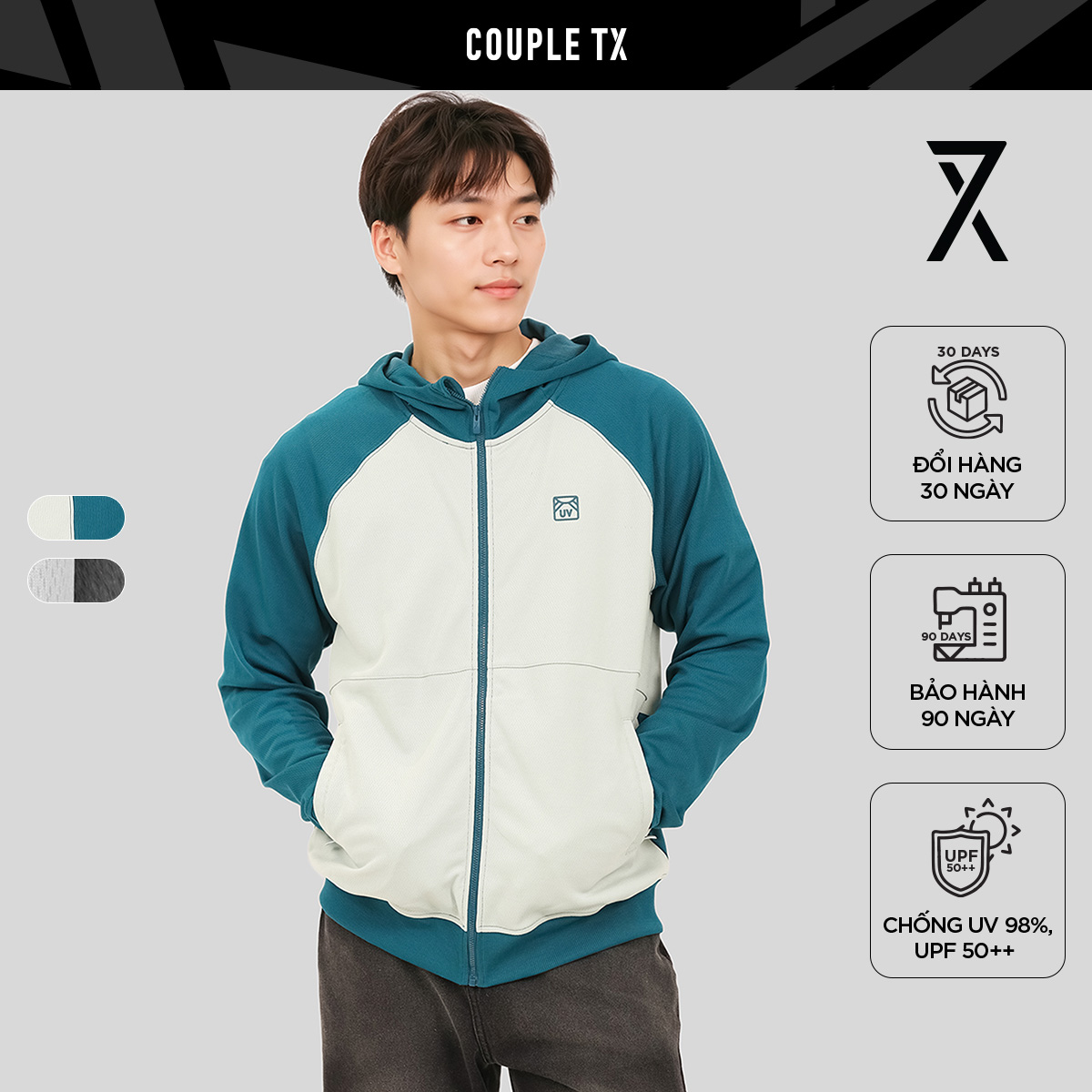  Áo Khoác Nam Couple TX Raglan Color Anti UV Form Relax MOK 1070 