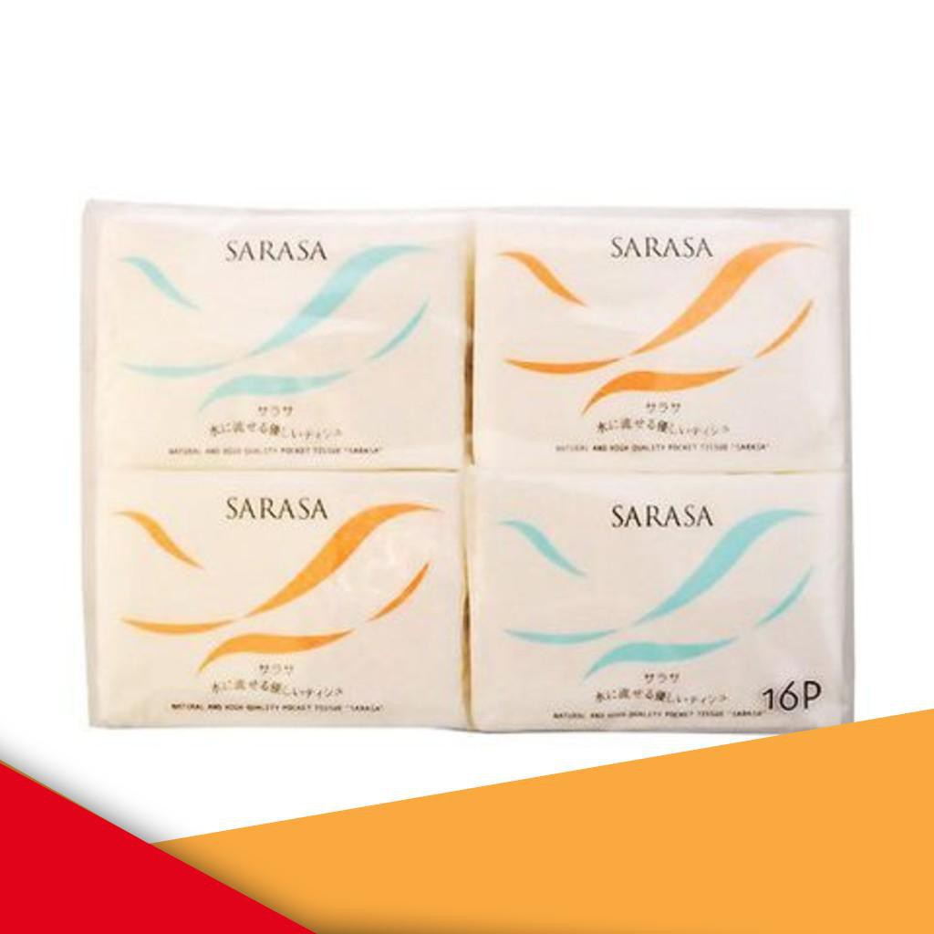 [HCM]SET 16 GÓI KHĂN GIẤY KHÔ BỎ TÚI CAO CẤP SARASA NỘI ĐỊA NHẬT khăn giấy mềm dai được sản xuất tại Nhật tiện dụng mang theo bên người.