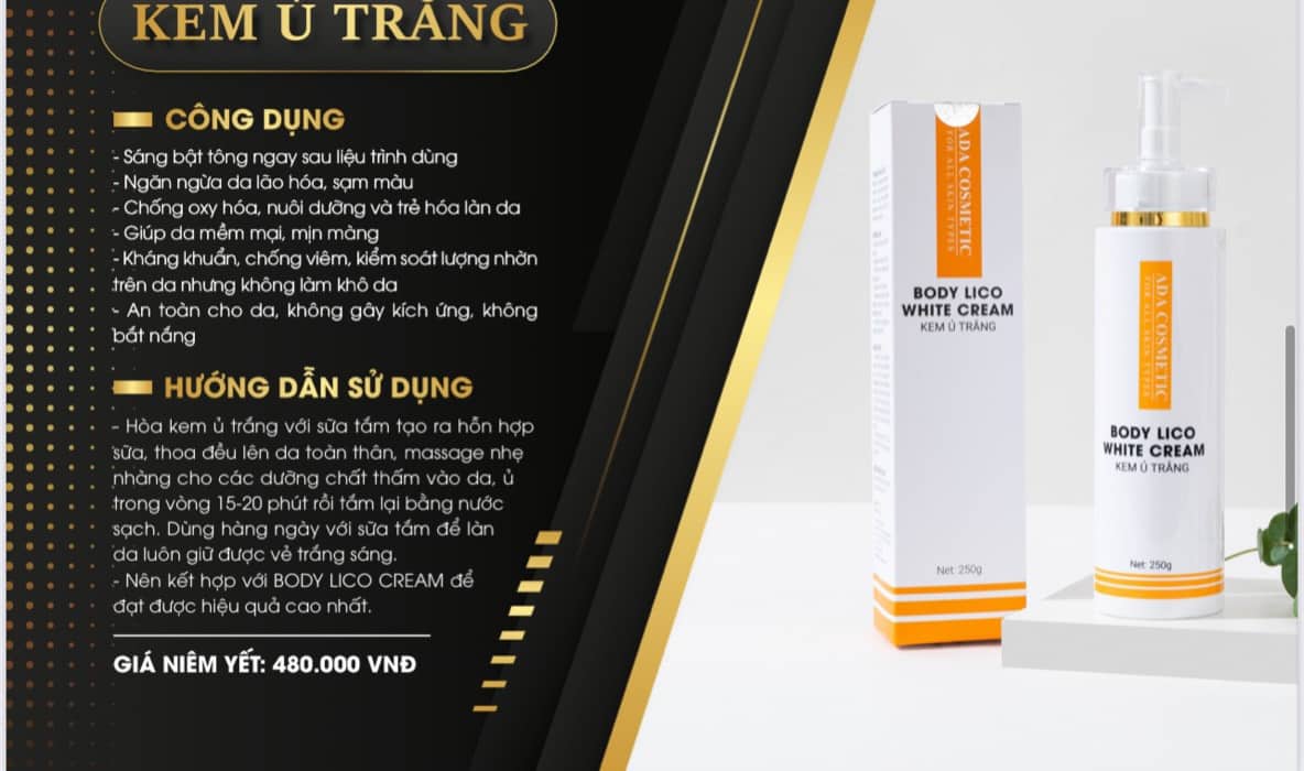 Kem ủ trắng body lico white cream& body ada 250gr