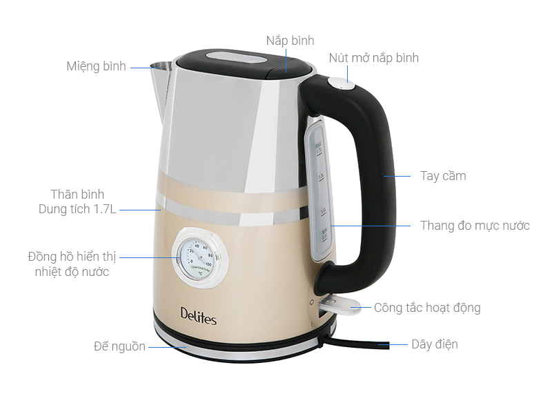 Bình đun siêu tốc delites 1.7 lít st17s04
