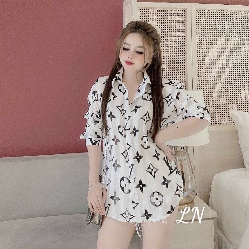 Áo sơ mi nữ free size 60kg, Áo somi nữ kiểu hàn quốc mới 2021 Màu Trắng SM07