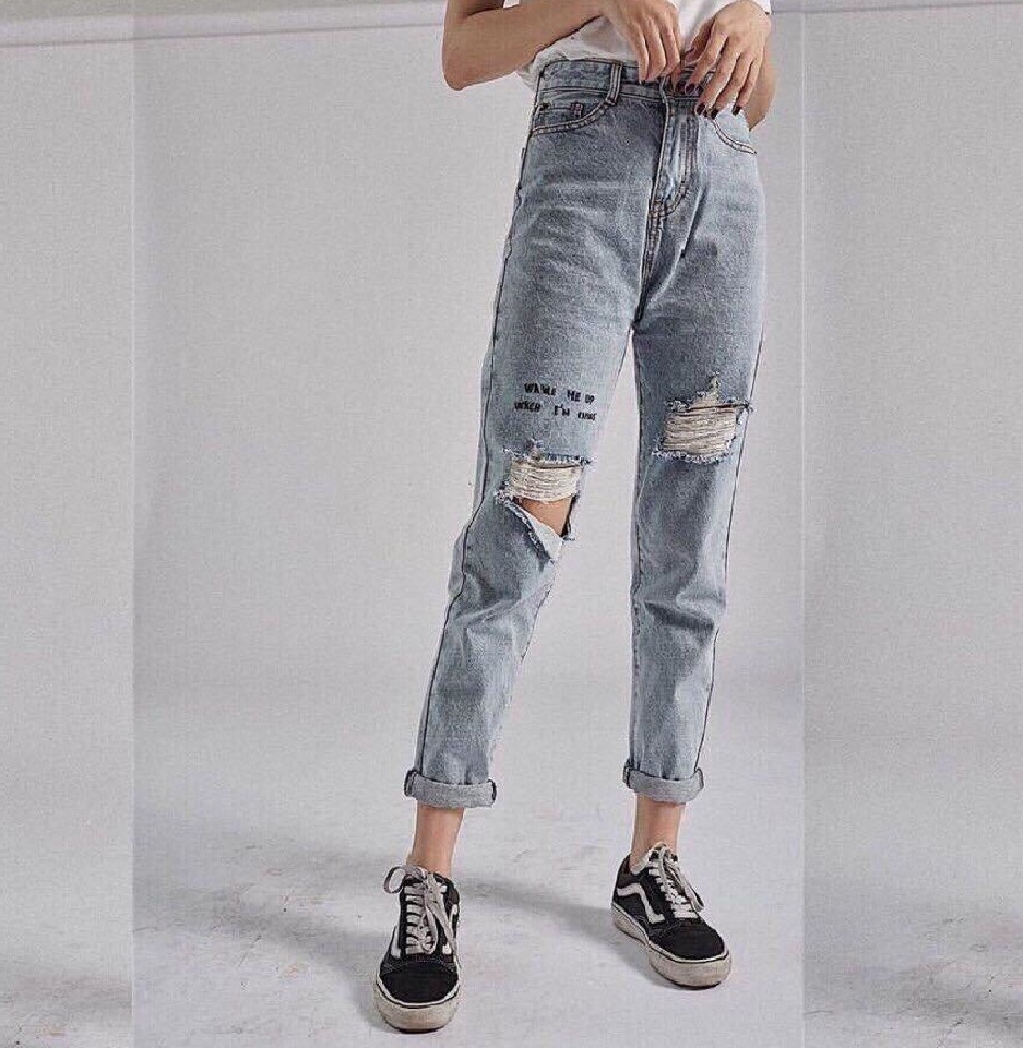 Quần Jean Nữ ST BAGGY In Rách Thời Trang Cá Tính- Hàng Chuẩn Hình