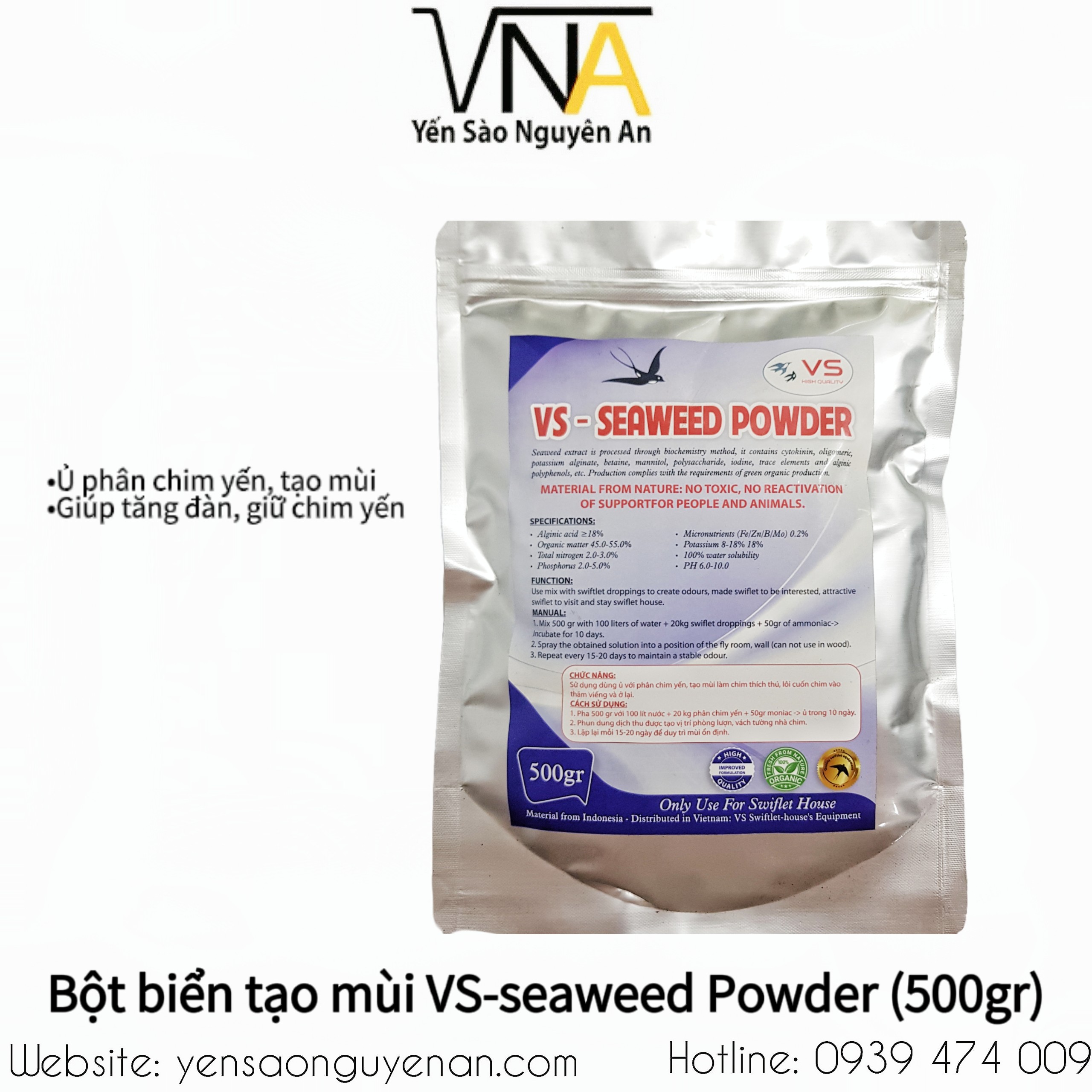 BỘT TẢO BIỂN Ủ PHÂN TẠO MÙI VS-SEAWEED POWDER (500Gr)