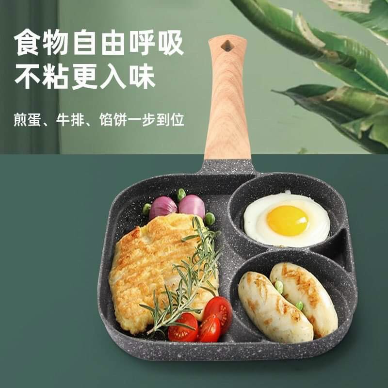 Chảo đá chống dính 3 ngăn , chảo chiên rán đa năng chống dính