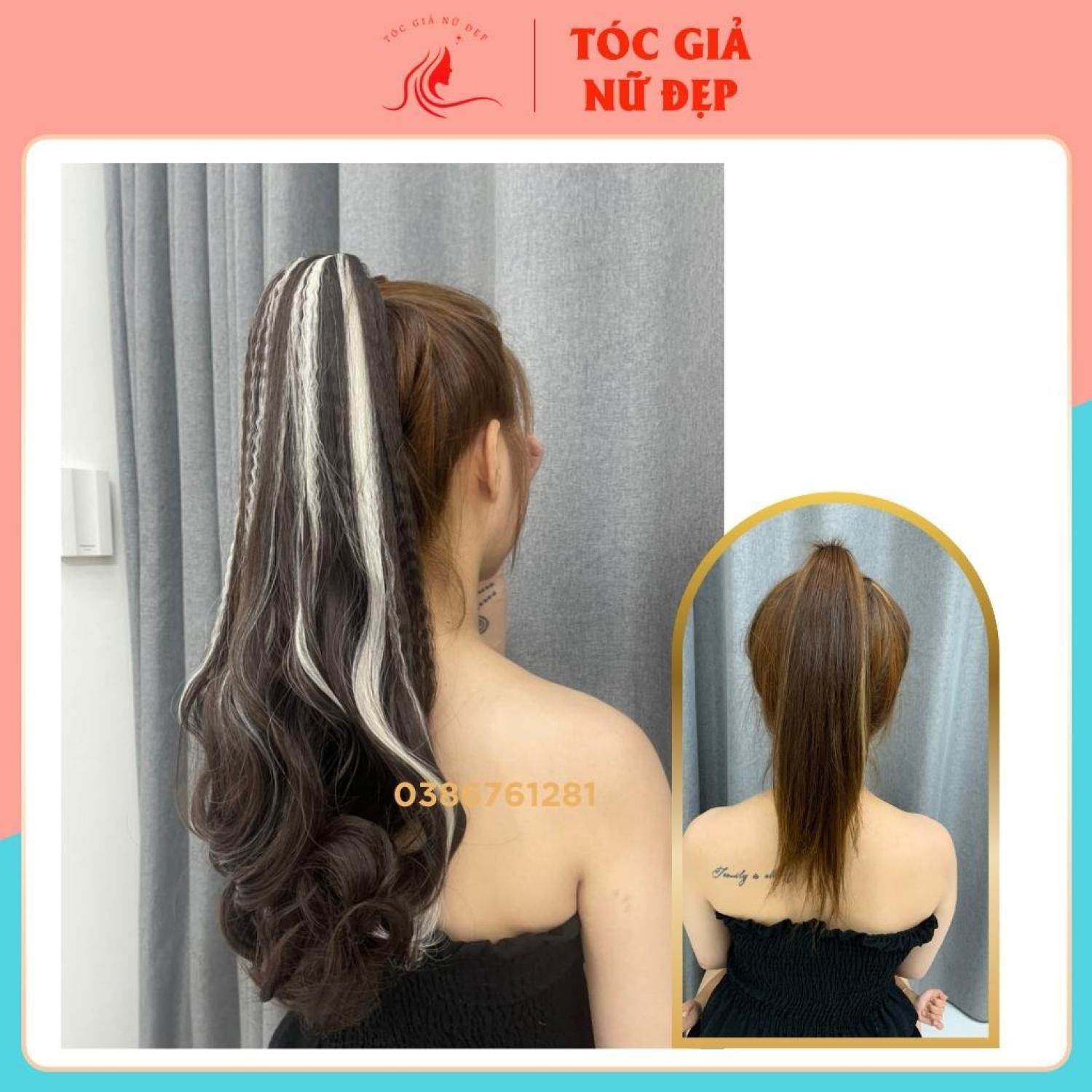 Tóc giả ngoặm móc line bấm phồng n50