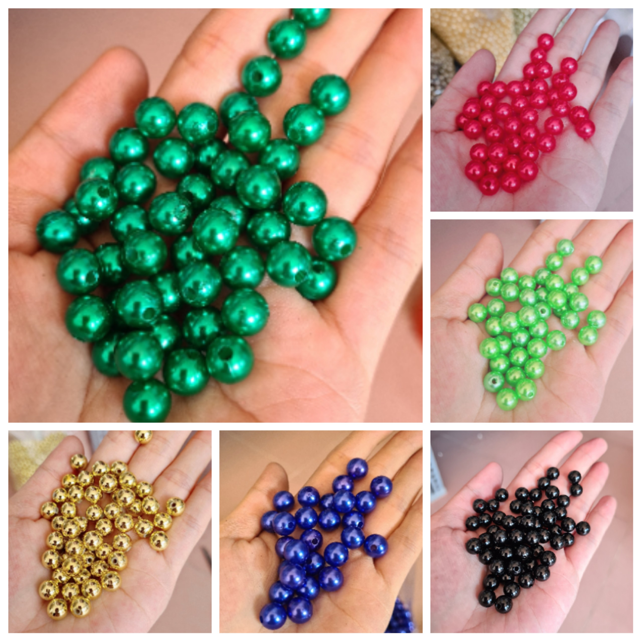 400 Hạt cườm nhựa(hạt bẹt) 8mm nhiều màu gói 100gr nhựa Acrylic