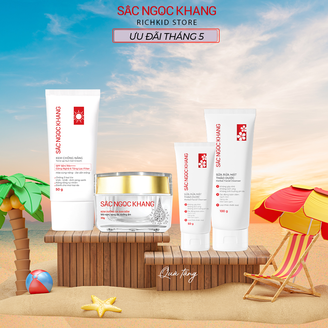 Combo Kem dưỡng ẩm ban đêm 30g + Kem chống nắng Sắc Ngọc Khang 50g