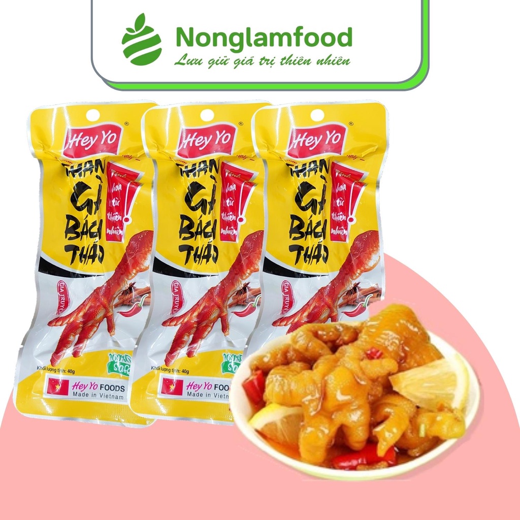 Chân gà cay bách thảo Heyyo 40g chân gà Việt Nam siêu to, thơm hương vị cay nhè nhẹ siêu cuốn.