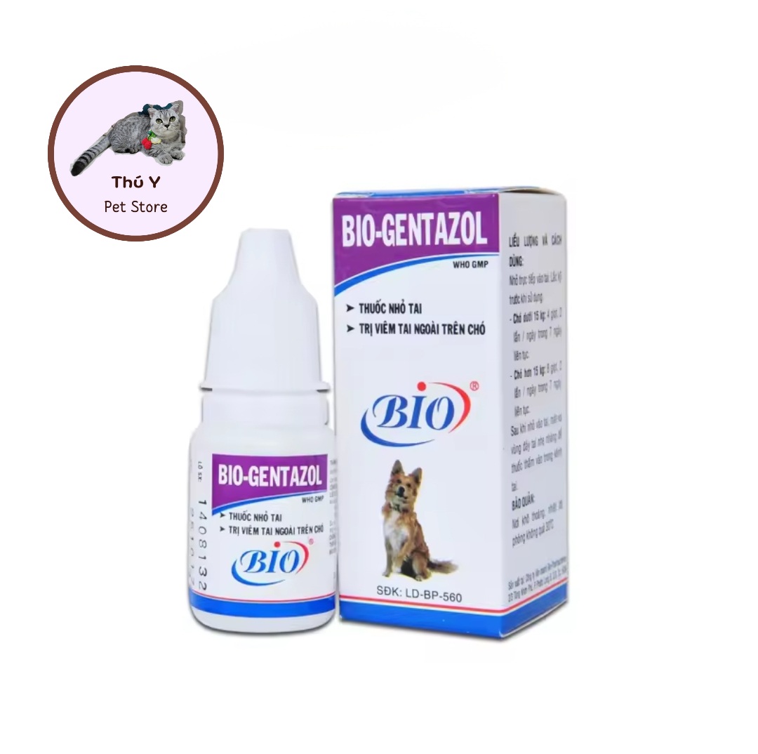 Thuốc nhỏ chống viêm tai chó mèo Bio gentazol 10ml