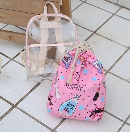 Balo zara mini trong suốt tặng kèm túi dây rút