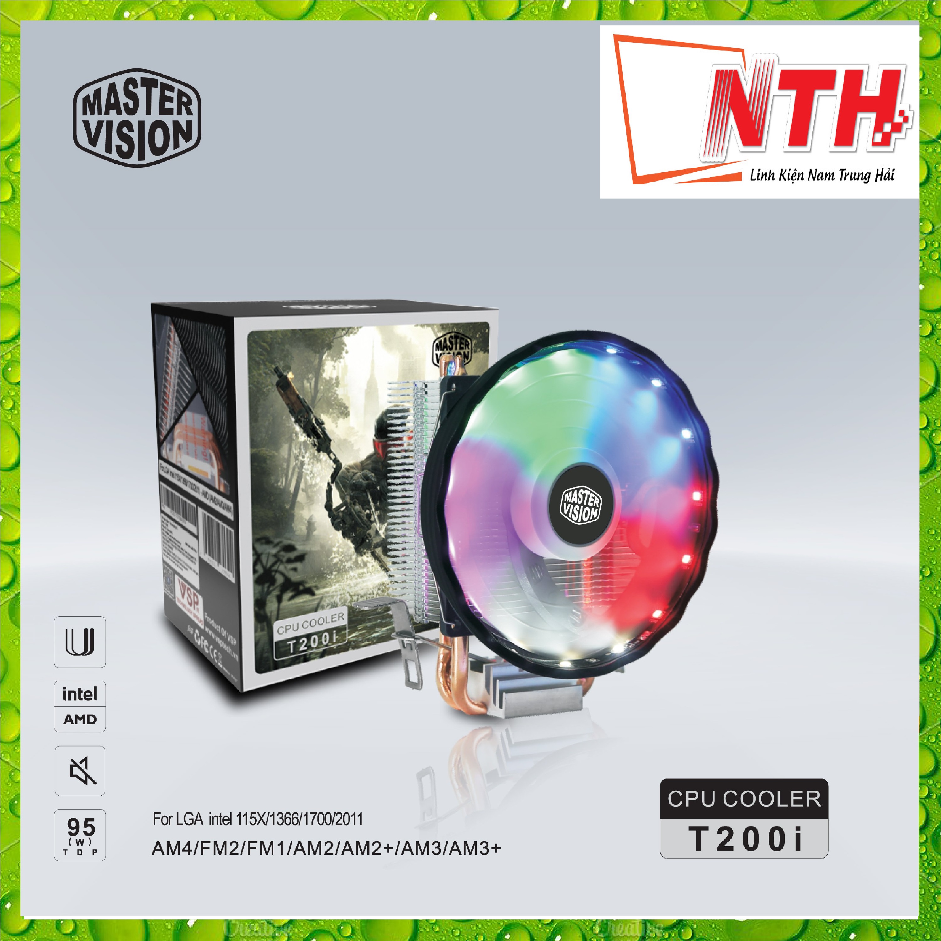 Fan t200i led(tản 2u, fan 12cm, full socket)
