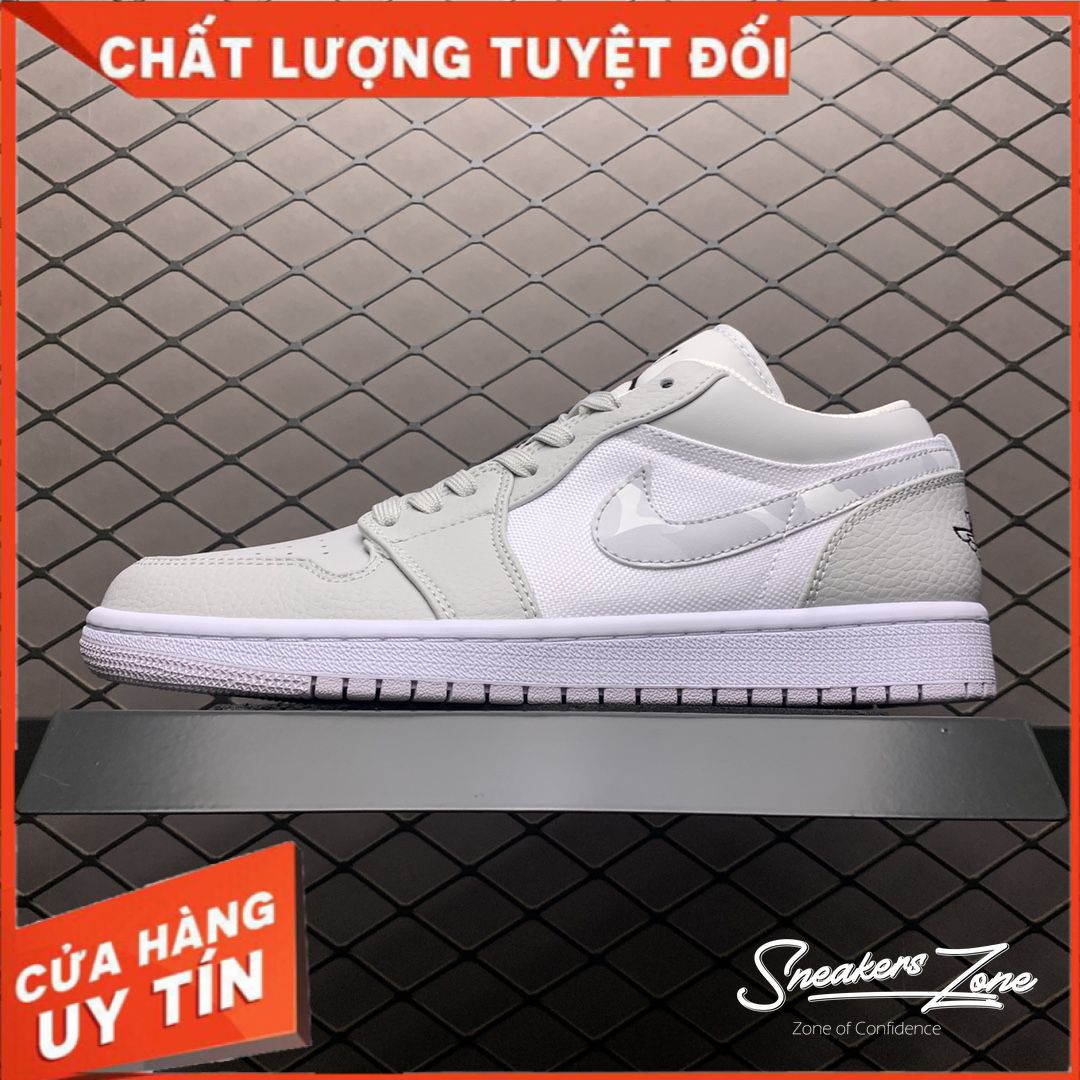 Giày thể thao air jordan 1 low white camo trắng xám cổ thấp cực phong cách cho cả nam và nữ