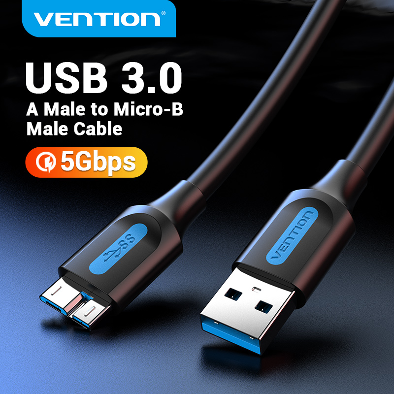 【COD】Vention Cáp Micro USB 3.0 Cáp USB 3.0 Micro B A Male sang Micro B Male cho samsung Note 3 S5 Seagate Toshiba Sony Lenovo WD WEST Cáp dữ liệu ổ cứng di động cho điện thoại di động