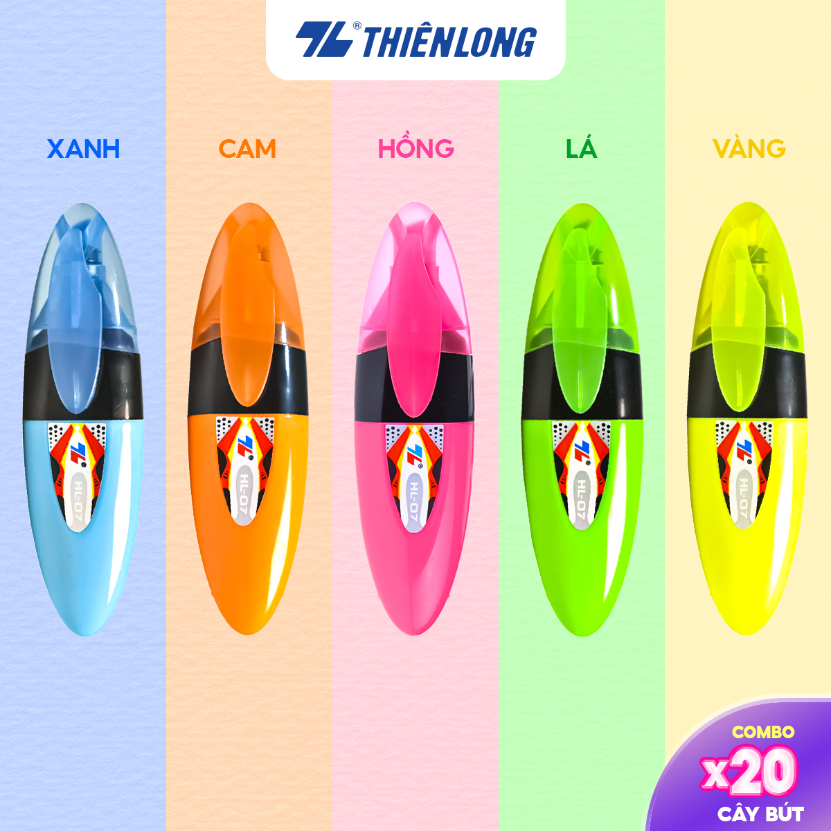 Combo bút dạ quang thiên long hl-07