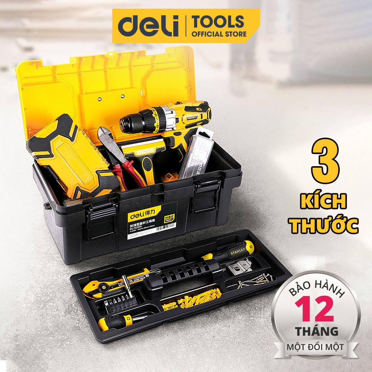 Hộp đựng đồ nghề, dụng cụ đa năng deli cao cấp chính hãng 14/17/19'' chất liệu chắc chắn dl-tc240 / dl-tc270 / dl-tc290