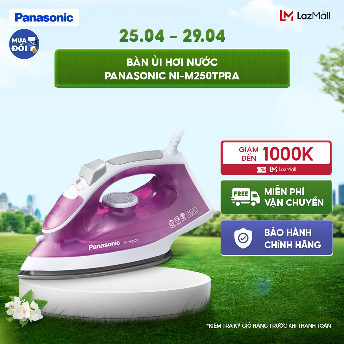 Bàn Ủi Hơi Nước Panasonic NI-M250TPRA - Phun hơi cực mạnh, mặt đế phủ Titan - Bảo hành chính hãng 12 tháng