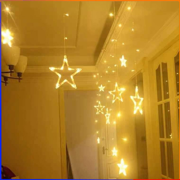 Dây Đèn Led chớp nháy 7 màu trang trí hình ngôi sao dùng điện 220v trang trí nhà cửa