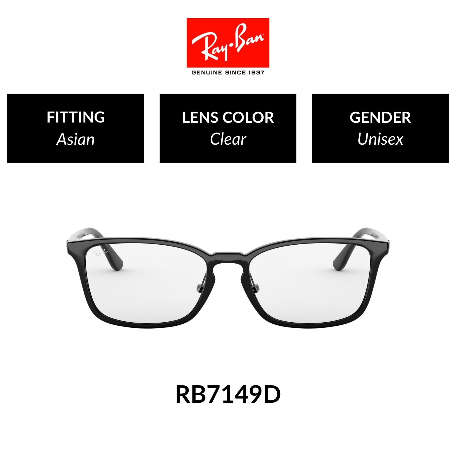Mắt kính ray-ban - rx7149d 2000 - kính thường size 55