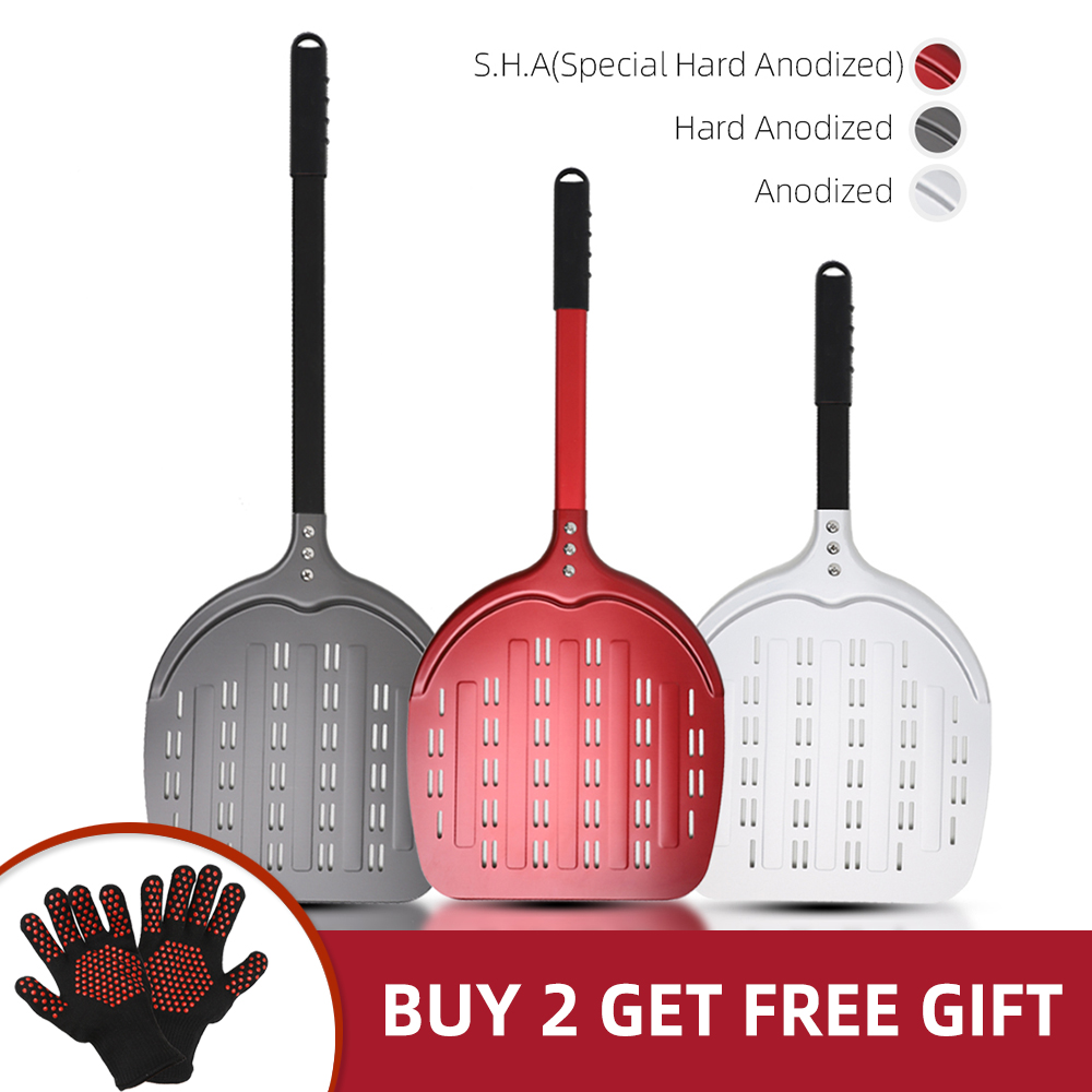 12 inch bánh pizza Peel kim loại xử lý biến mái chèo nhôm bánh Pizza Turner không dính Baking công cụ đục mái chèo phụ kiện nhà bếp