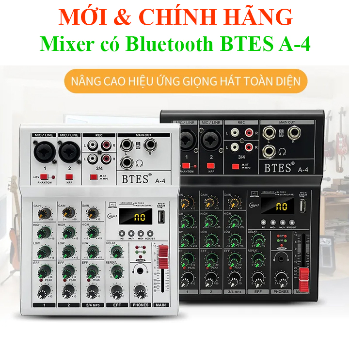  Mixer vang 4 kênh có Bluetooth cho sân kháu karaoke thu âm livestream Btes A-4 Yamaha F4 TKL KS-4 TKL V4 F-4A XGHL New Baxs M4 XG2-B BOMGE BMG-S4 