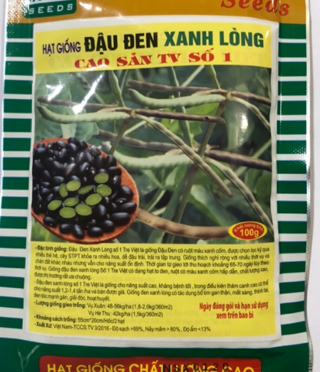 HẠT GIỐNG ĐẬU ĐEN XANH LÒNG (CAO SẢN TV SỐ 1) gói 100gr