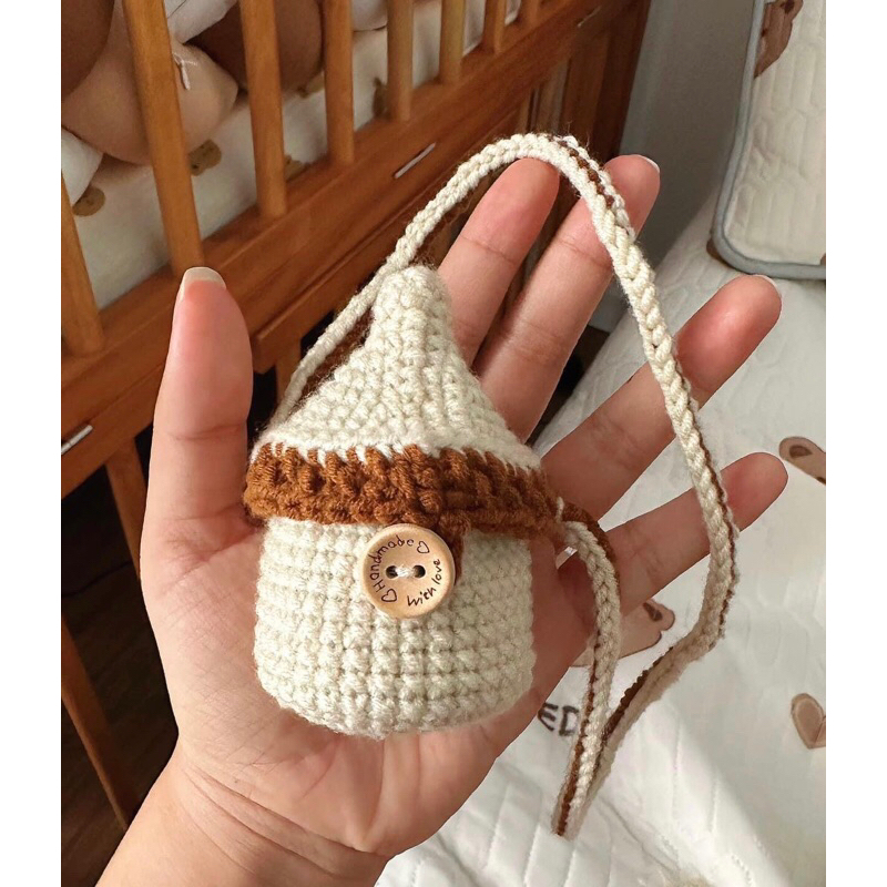 Túi Đựng Tỏi Hình Bình Sữa Cho Bé bằng len Handmade
