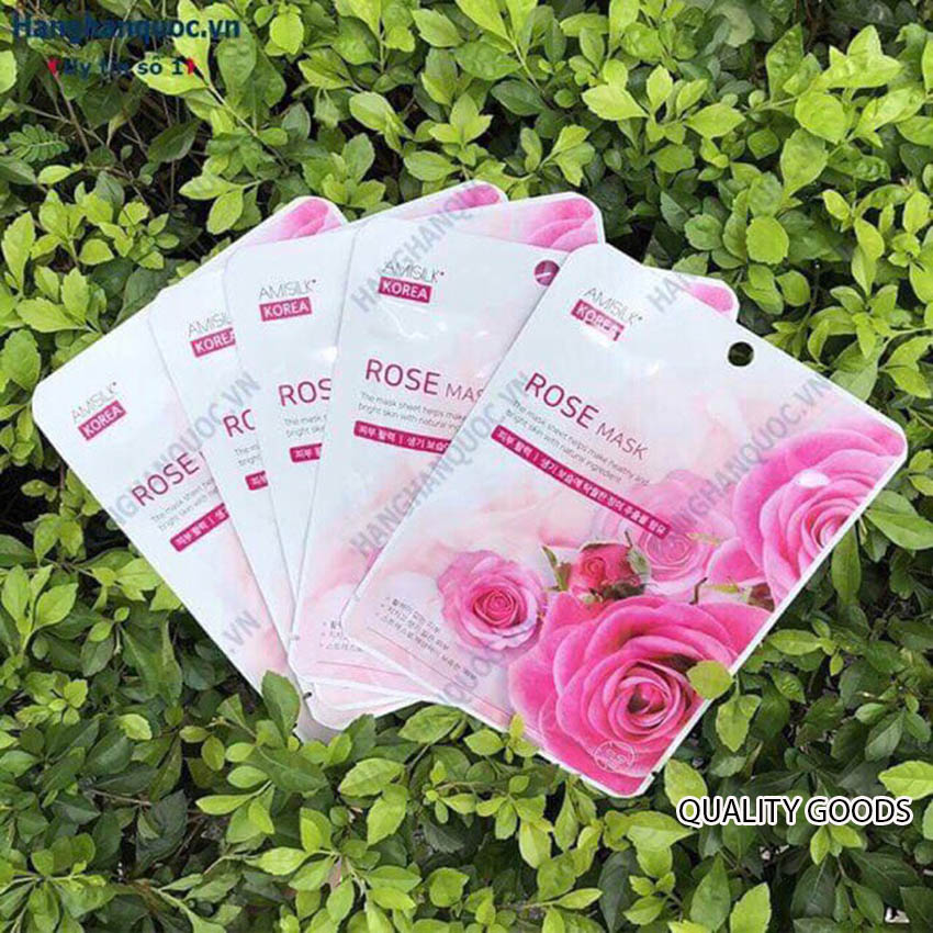 Combo 10 miếng mặt nạ Hoa Hồng Amisilk Hàn Quốc Quality Goods - Dành cho mọi cô gái muốn sở hữu làn da mịn trắng, rạng rỡ
