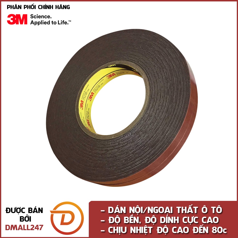 Băng keo cường lực siêu dính gắn nội thất ô tô 3M GT7108 - Dmall247, phụ kiện xe, hàng chính hãng