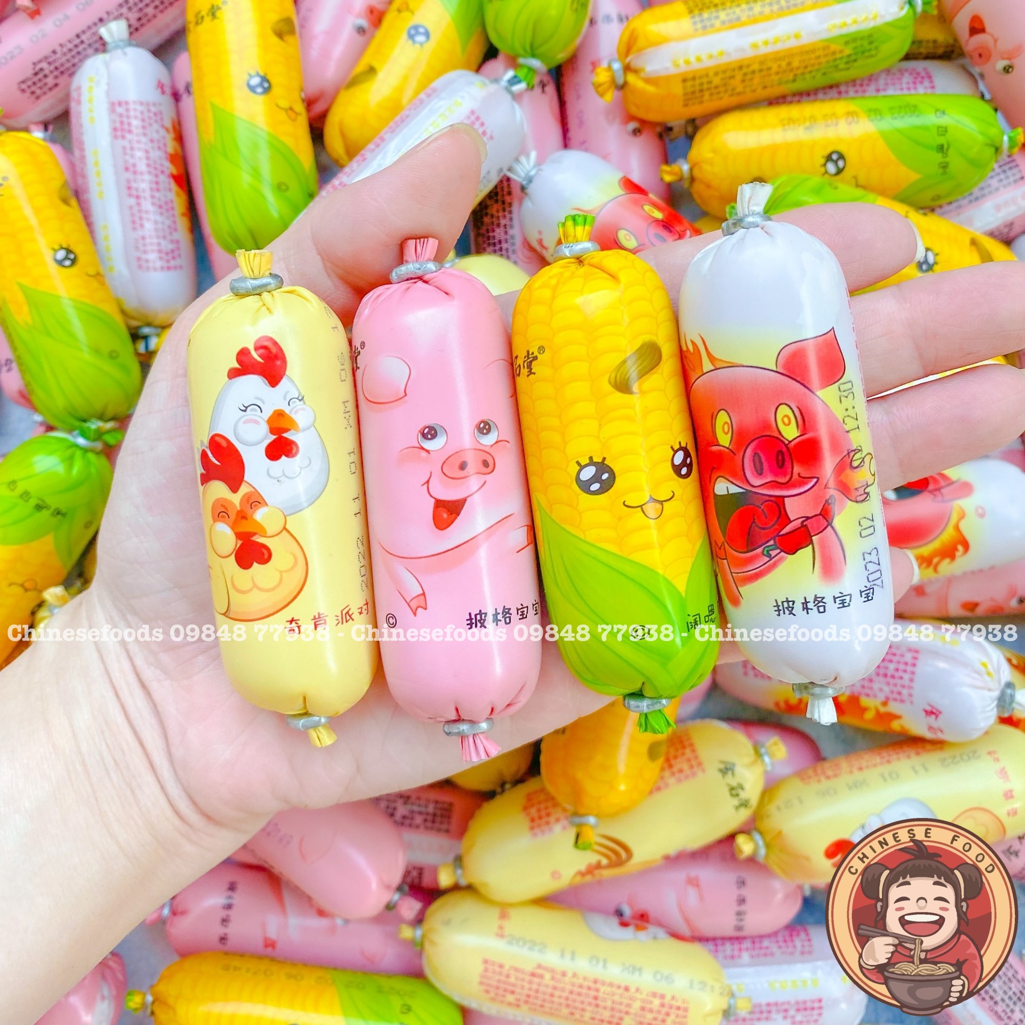 Xúc xích mini 4 vị heo, heo cay, gà, ngô