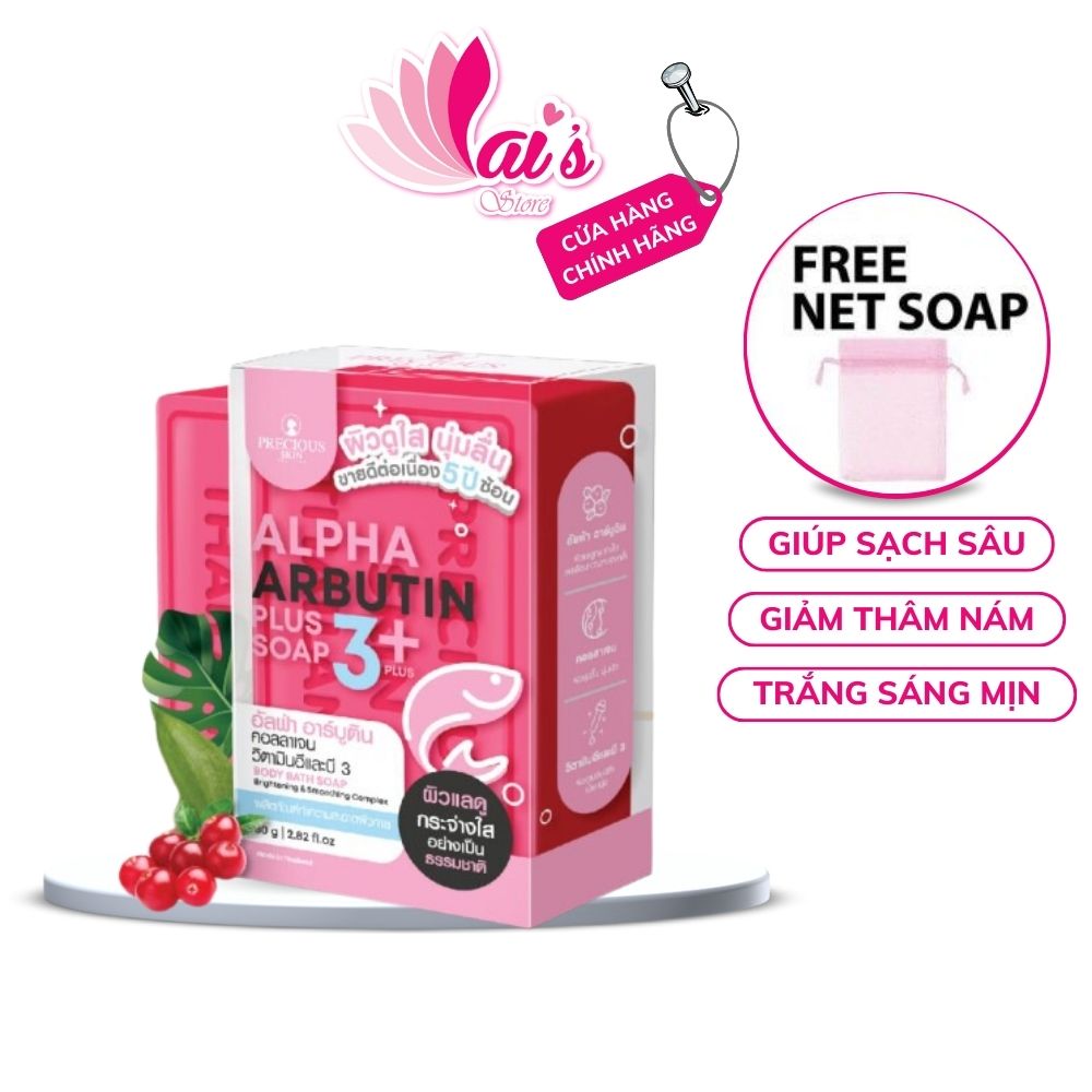  Xà Phòng Trắng Da Chống Nắng Alpha Arbutin 3 Plus New Whit Soap Thái Lan 80g Dưỡng Ẩm Trắng Da Giảm Mụn Chống Tia UV 