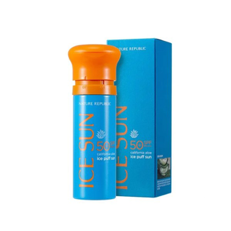 Kem Chống Nắng Giảm Nhiệt, Điều Chỉnh Tông Da Nature Republic California Aloe Ice Puff Sun SPF50+ PA++++ 100ml - Hàn Quốc chống nắng, giảm nhiệt, điều chỉnh tone da với chiết xuất nha đam cho cảm giác mát lạnh khi thoa lên