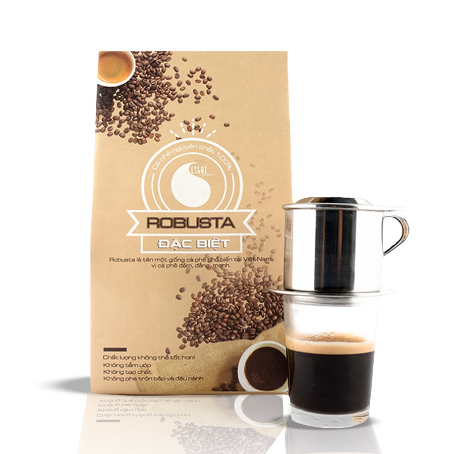 Cà phê pha espresso Robusta cam kết nguyên chất 100% đặc biệt - dạng bột - Light Coffee - 500gr