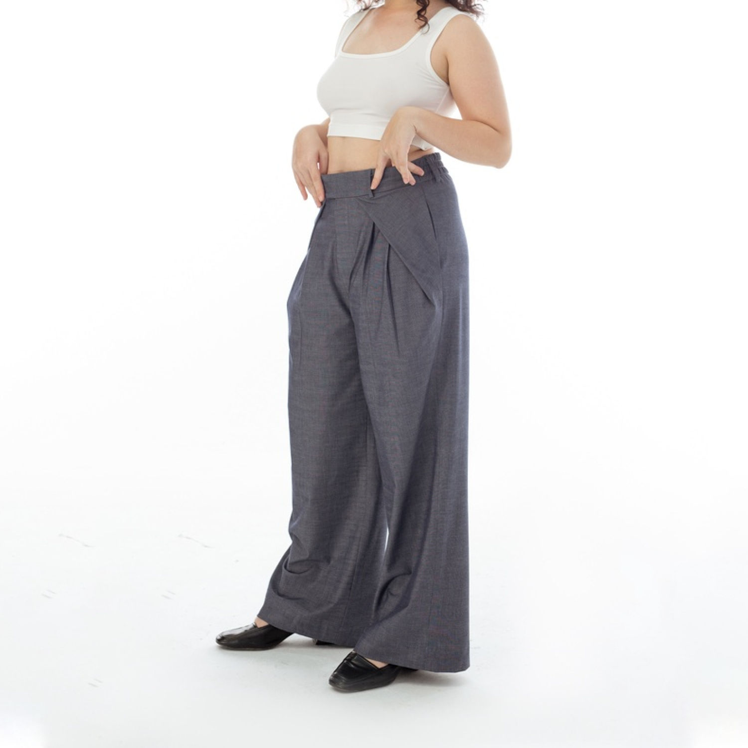 Quần tây ống rộng bigsize dáng suông ống loe lưng thun màu xám shop big size đủ size to 55-90kg