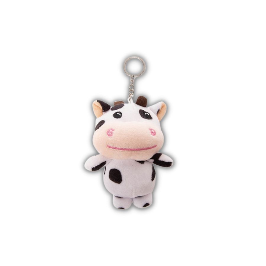 Móc khóa bò sữa gấu bông, móc cài balo hình bò sữa cute
