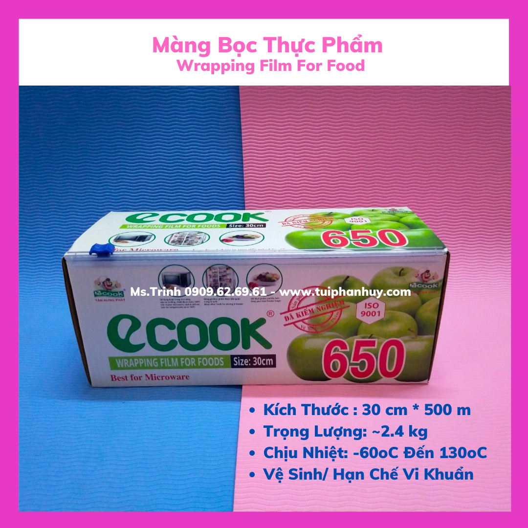 1 Hộp Màng Bọc Thực Phẩm Cuộn to - Chịu Nhiệt - ECOOK - Size Lớn / 1 Box Of Wrapping Film For Food- Large Roll- for Microwave - Ecook - Large Size