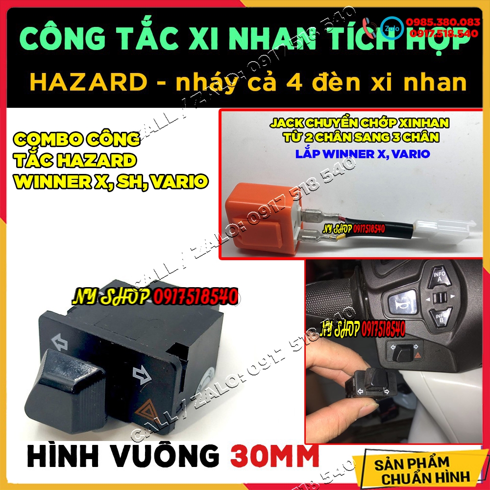 combo trọn bộ công tắc hazard tích hợp ưu tiên cho winner x, vario, sh việt, lead, vision, AB